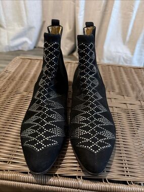 IRO Black Suede Studded Pointed Ankle Boots